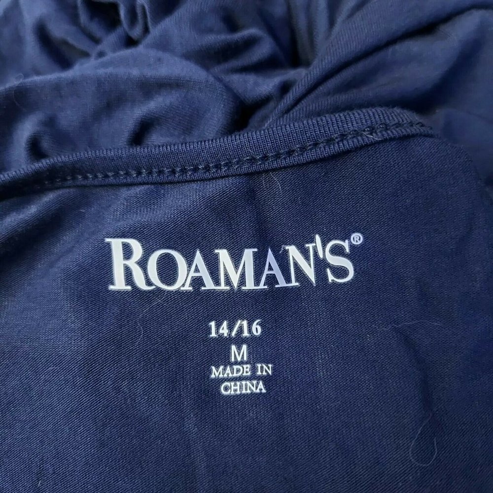 ROAMANS Womens Navy Blue Beaded Neck Bell Slerve Tunic Sz 14/16 - Picture 6 of 8